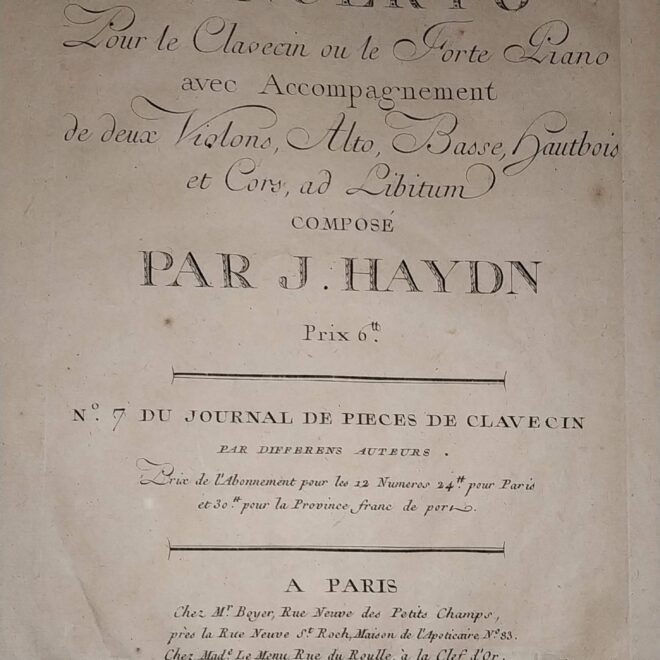 Haydn, J. - Concerto for Piano/Harpsichord in D major Hob.XVIII:11 (1st ed.)