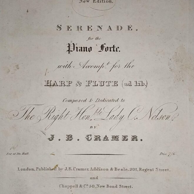 Cramer, J. B. - Serenade for Piano with acc. Harp & Flute ad lib.