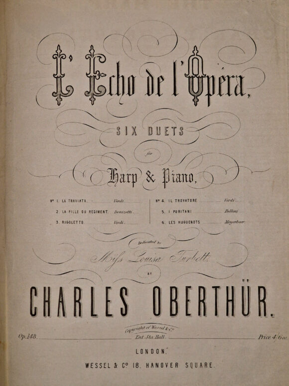 Oberthür, C. - "L'Echo de l'Opéra", 6 duets arr. for Harp and Piano after Gounod op.148