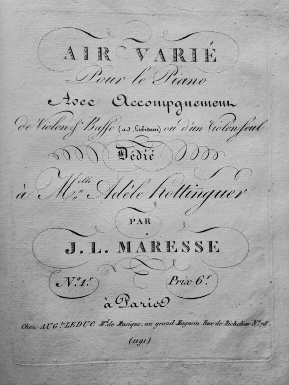 Maresse, J. L. - Air Varié pour le Piano avec acc. de Violon & Basse ad lib. ou Violon seul