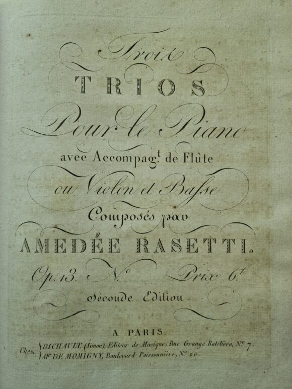 Rasetti, A. - Trio n.3 op.13 for Piano with acc. Flute/Violin & Cello/Bass