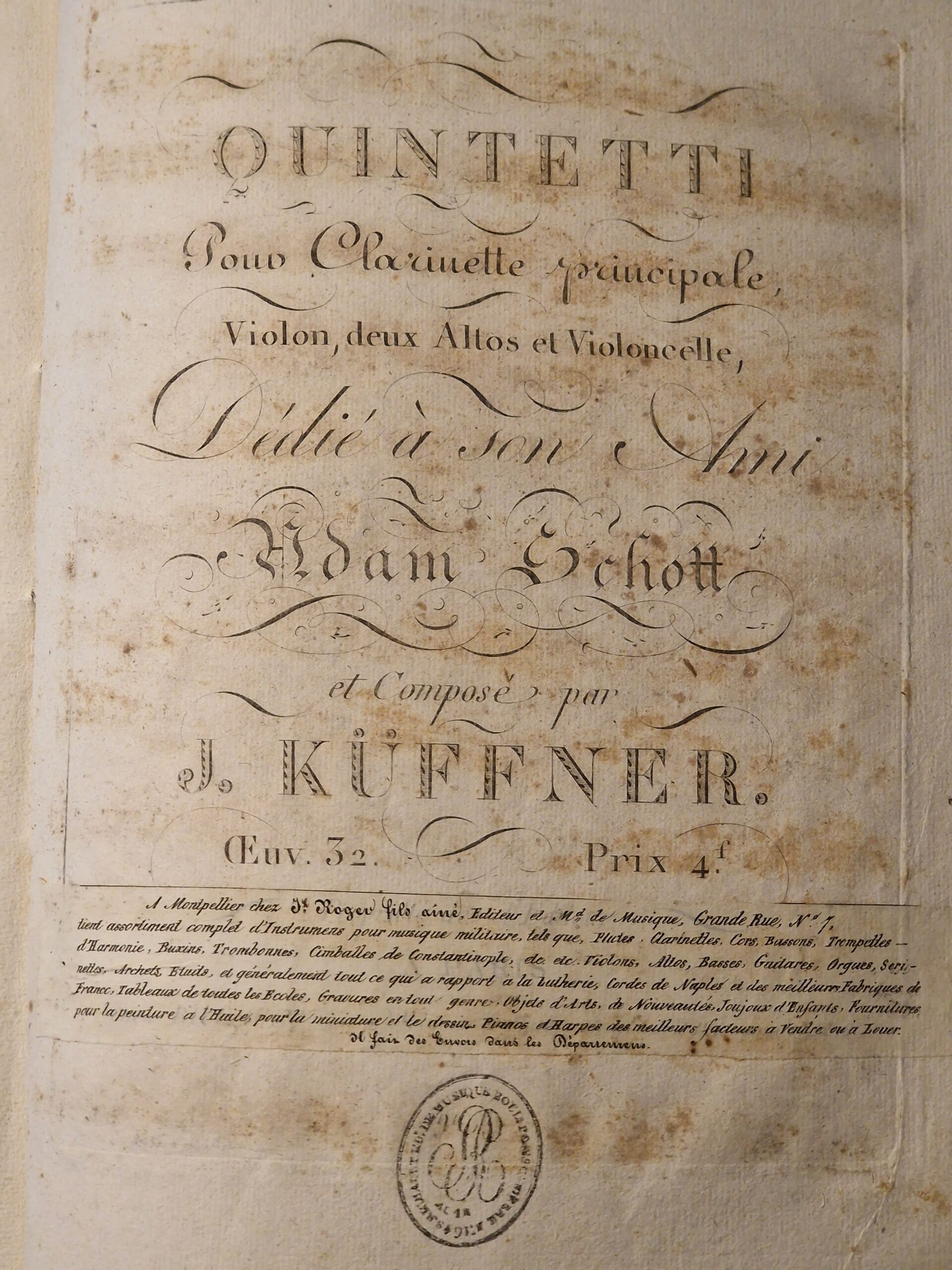 Küffner, J. - Quintetti op.32 for Clarinet, Violin, 2 Violas & Cello